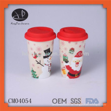 Weihnachtsgeschenkeinzelteil keramische Reise-Kaffeetasse thermischer Becher mit Deckel